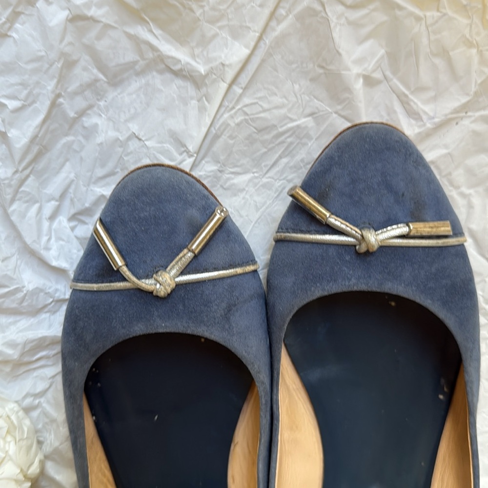 Tod's Blue Suede Ballet Flats